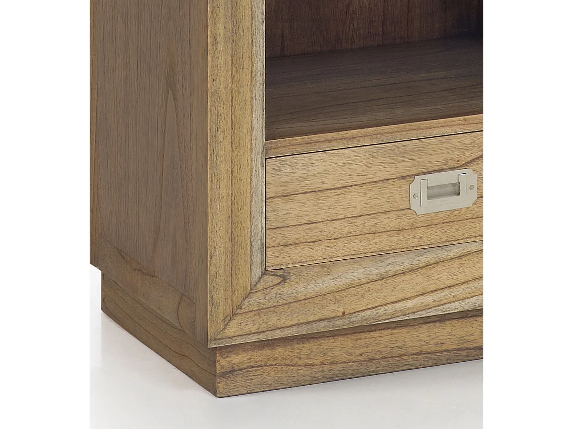 Bibliothèque en bois massif de Mindy naturel 3 tiroirs 4 étagères Mazari 55cm