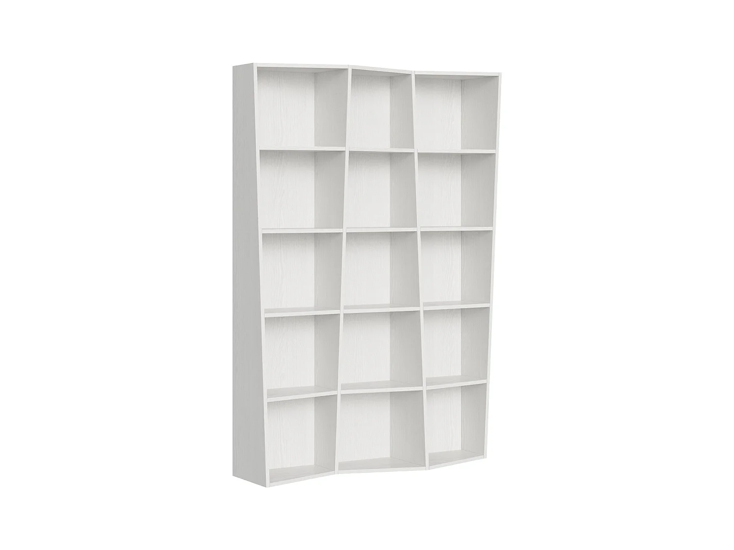 Librería de madera blanca desestructurada Brika 317 cm-Color Blanco-Anchura 137 cm