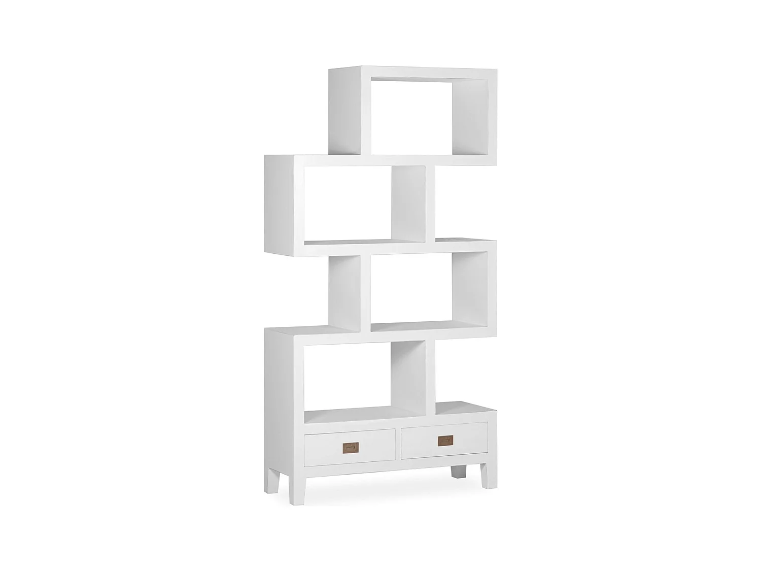 Bibliothèque bois massif de mindi blanc Kourame 100cm