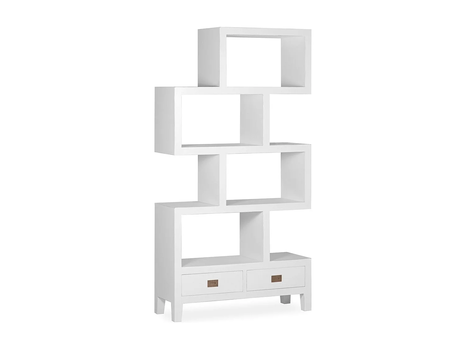 Bibliothèque bois massif de mindi blanc Kourame 100cm