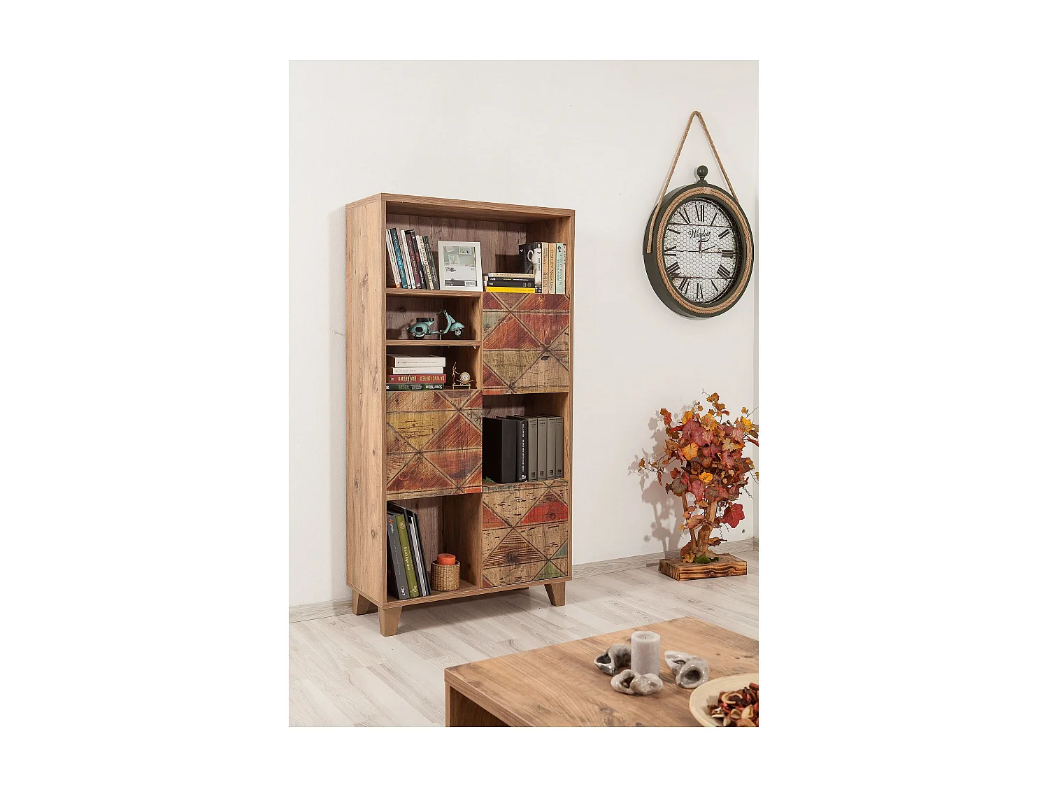 Estantería en tablero de partículas revestido en melamina – 80 x 155 x 36 cm – Pino Atlántico – Madera