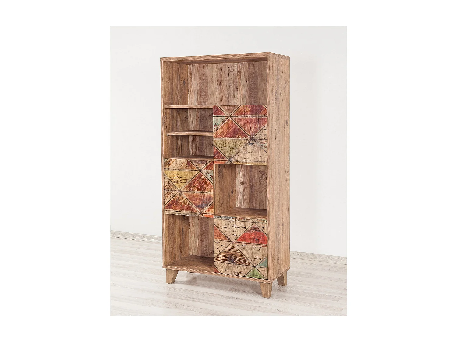 Bibliothèque Casa L80cm Bois Motif Triangle Multicolore