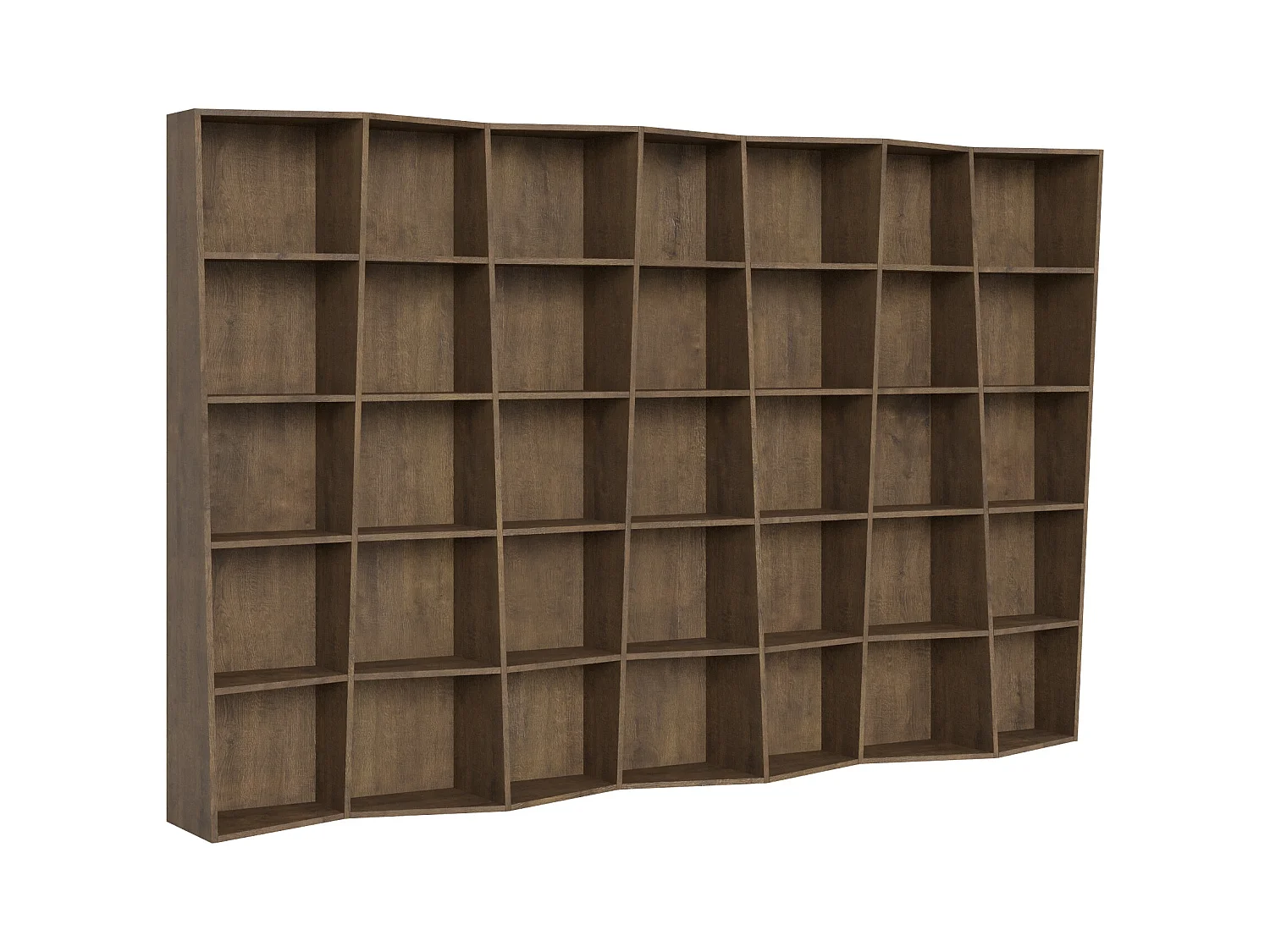 Brika ongestructureerde moderne houten boekenkast-Kleur Bruin-Breedte 317 cm