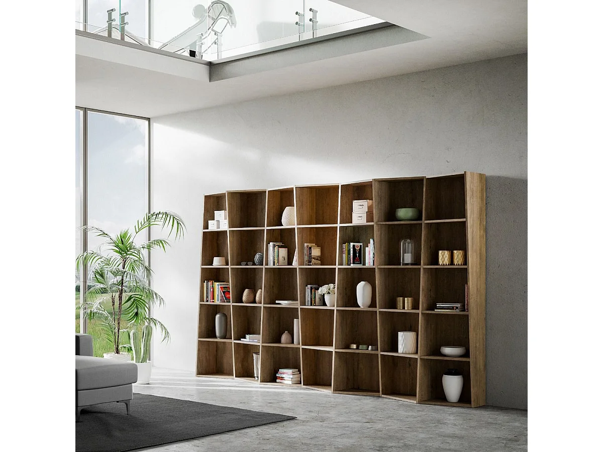 Bibliothèque moderne Trek 7 éléments noyer