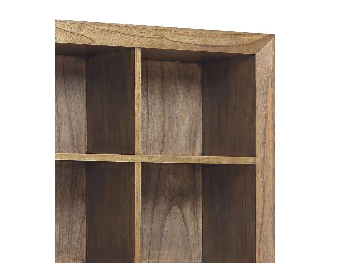 Bibliothèque en bois massif de Mindy naturel 6 tiroirs 8 compartiments Mazari 100cm