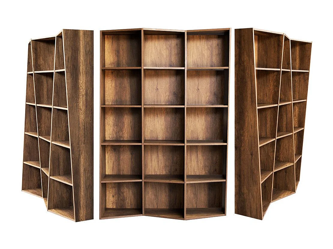 Modernes Bücherregal Trek 3 Module Nussbaum