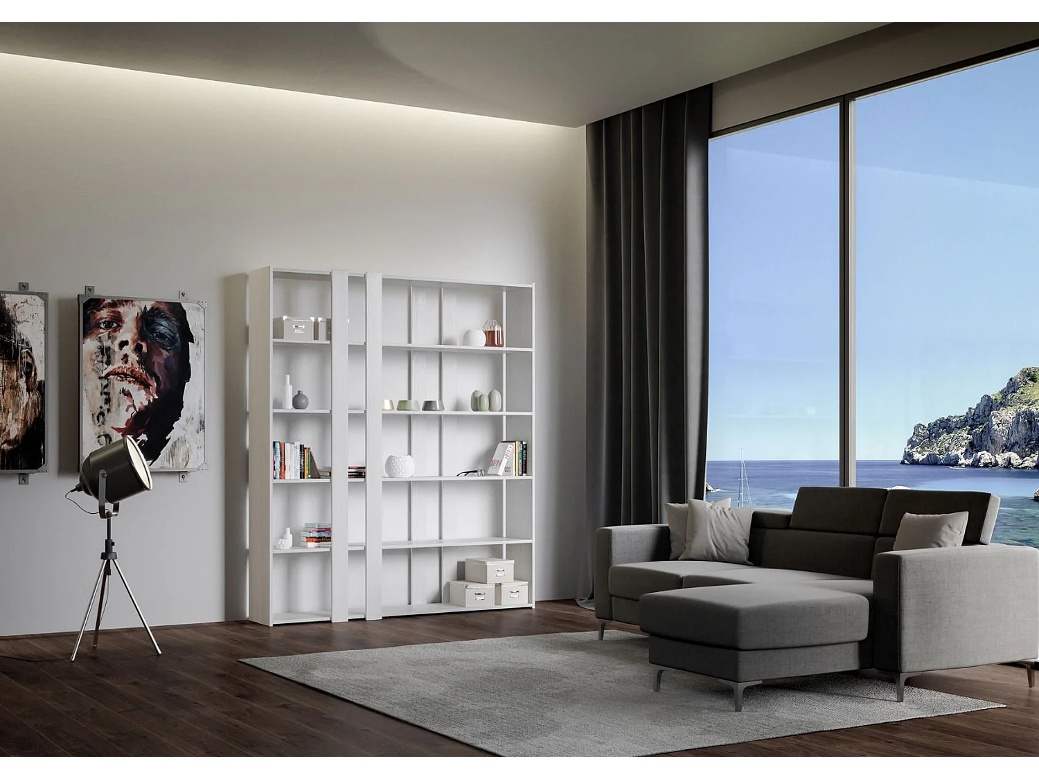 Open boekenkast Kato A Eiken wit