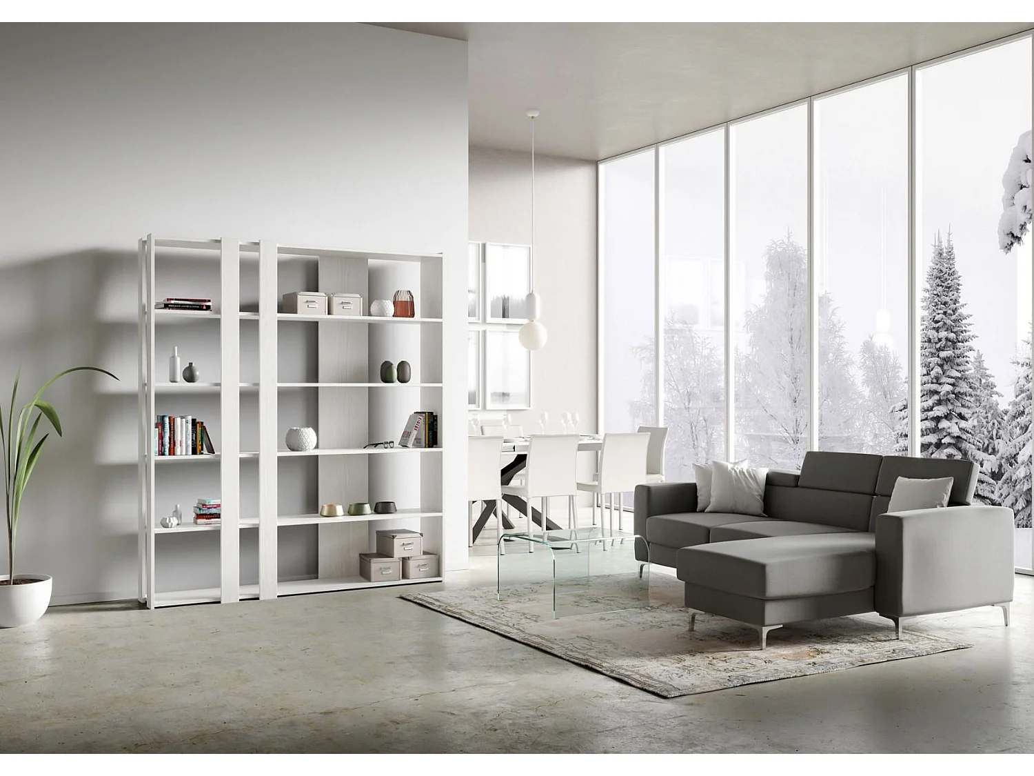 Open boekenkast Kato C Eiken wit