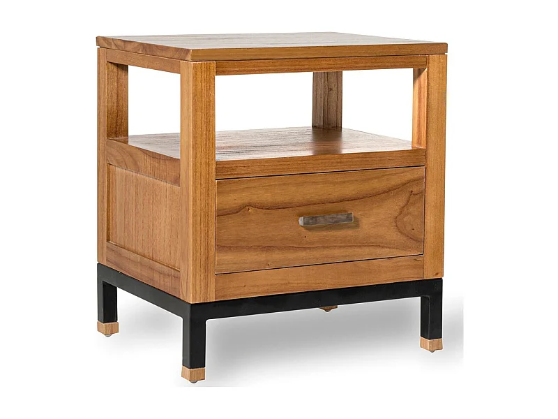 Table d'appoint en bois clair massif de Mindy 1 tiroir Zandhu 50cm