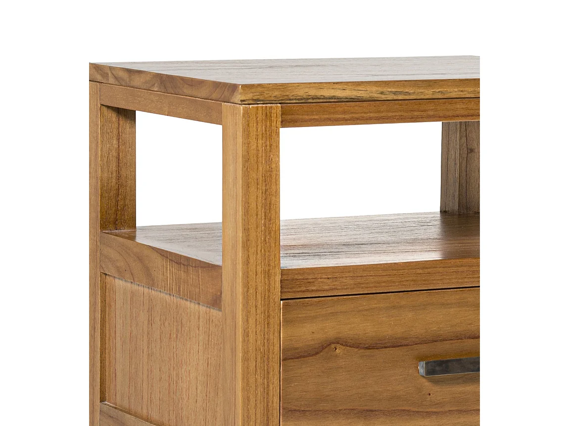 Table d'appoint en bois clair massif de Mindy 1 tiroir Zandhu 50cm