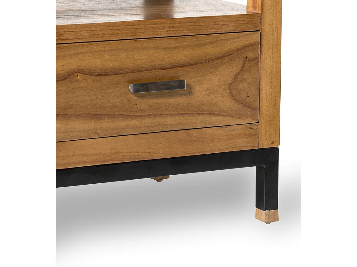 Table d'appoint en bois clair massif de Mindy 1 tiroir Zandhu 50cm