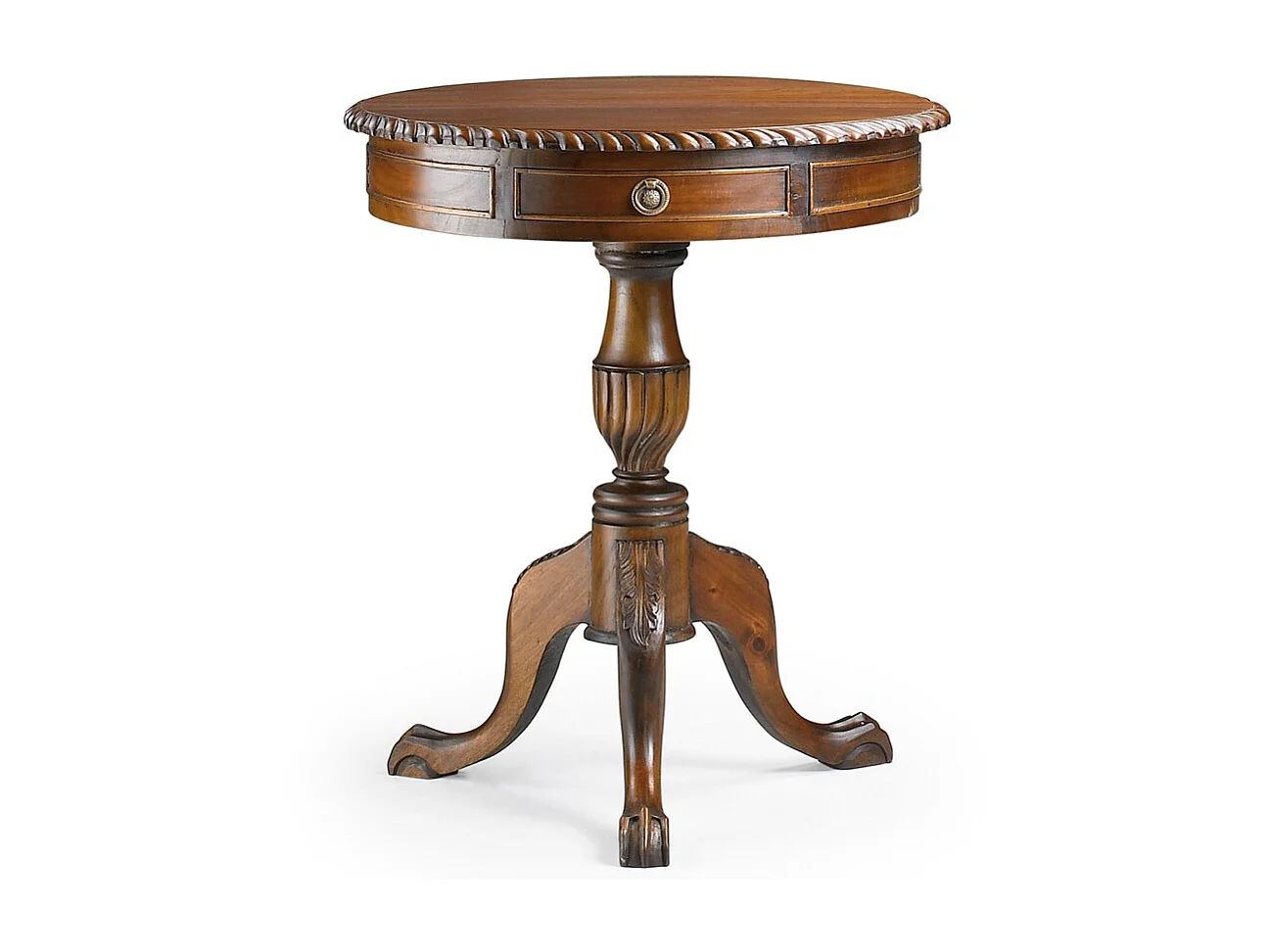 Bruin mahoniehouten voetstuktafel met 2 Castle lades 60 cm