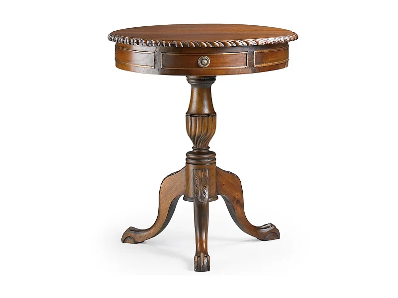 Bruin mahoniehouten voetstuktafel met 2 Castle lades 60 cm