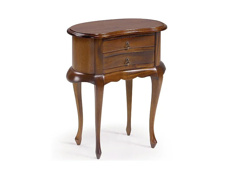 Table d'appoint en bois d'acajou marron 2 tiroirs Castle 50cm
