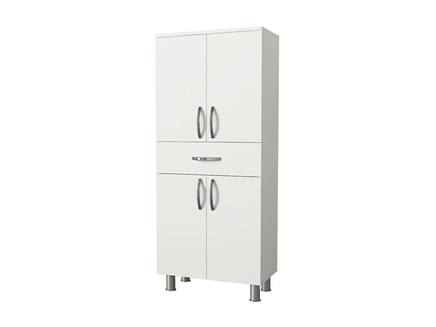 Armoire de salle de bain 4 portes 1 tiroir bois blanc 59.4cm