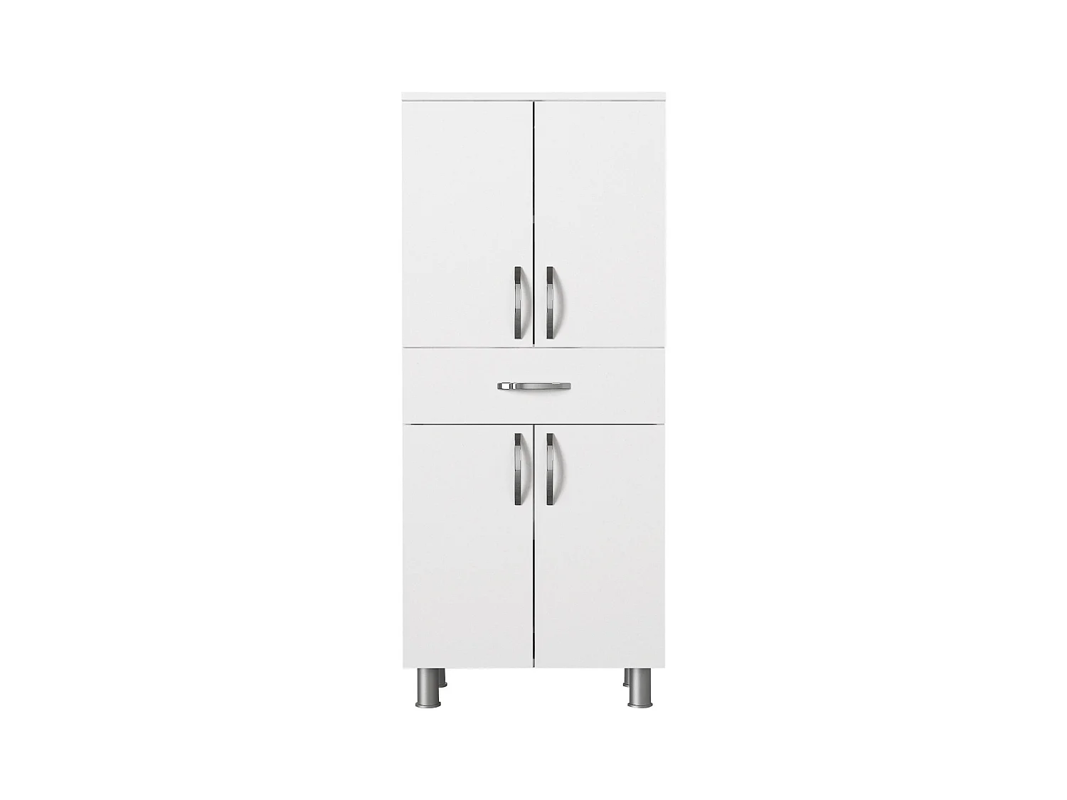 Armoire de salle de bain 4 portes 1 tiroir bois blanc 59.4cm