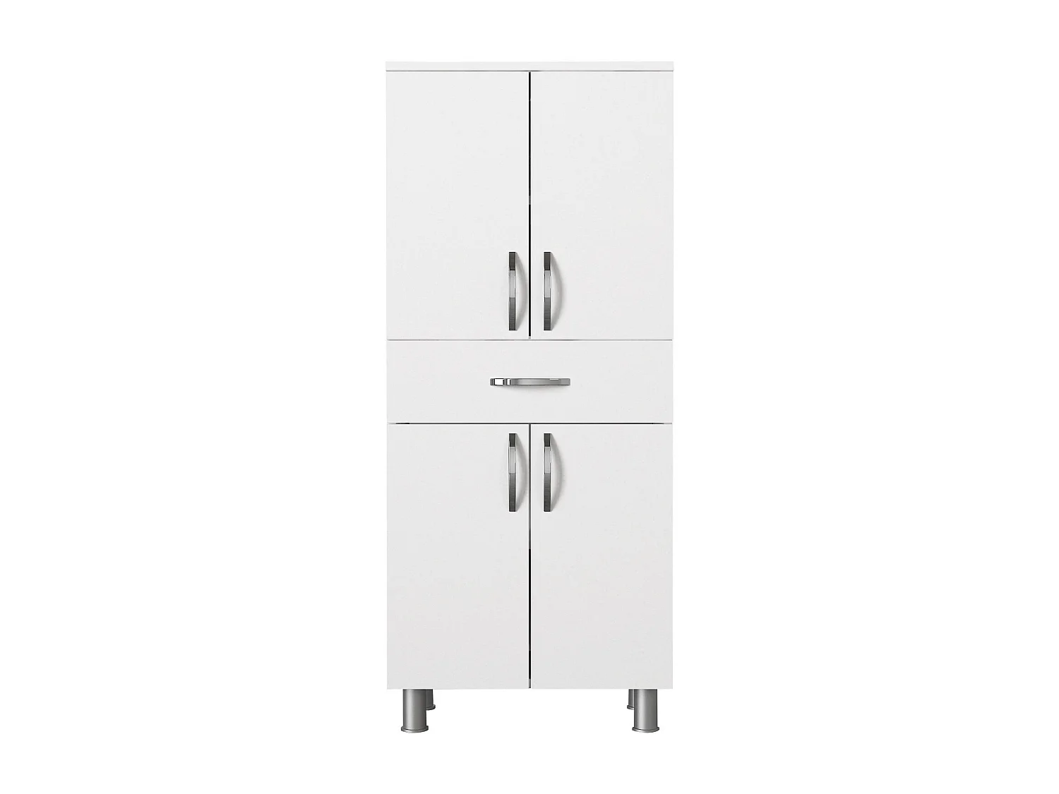 Armoire de salle de bain 4 portes 1 tiroir bois blanc 59.4cm