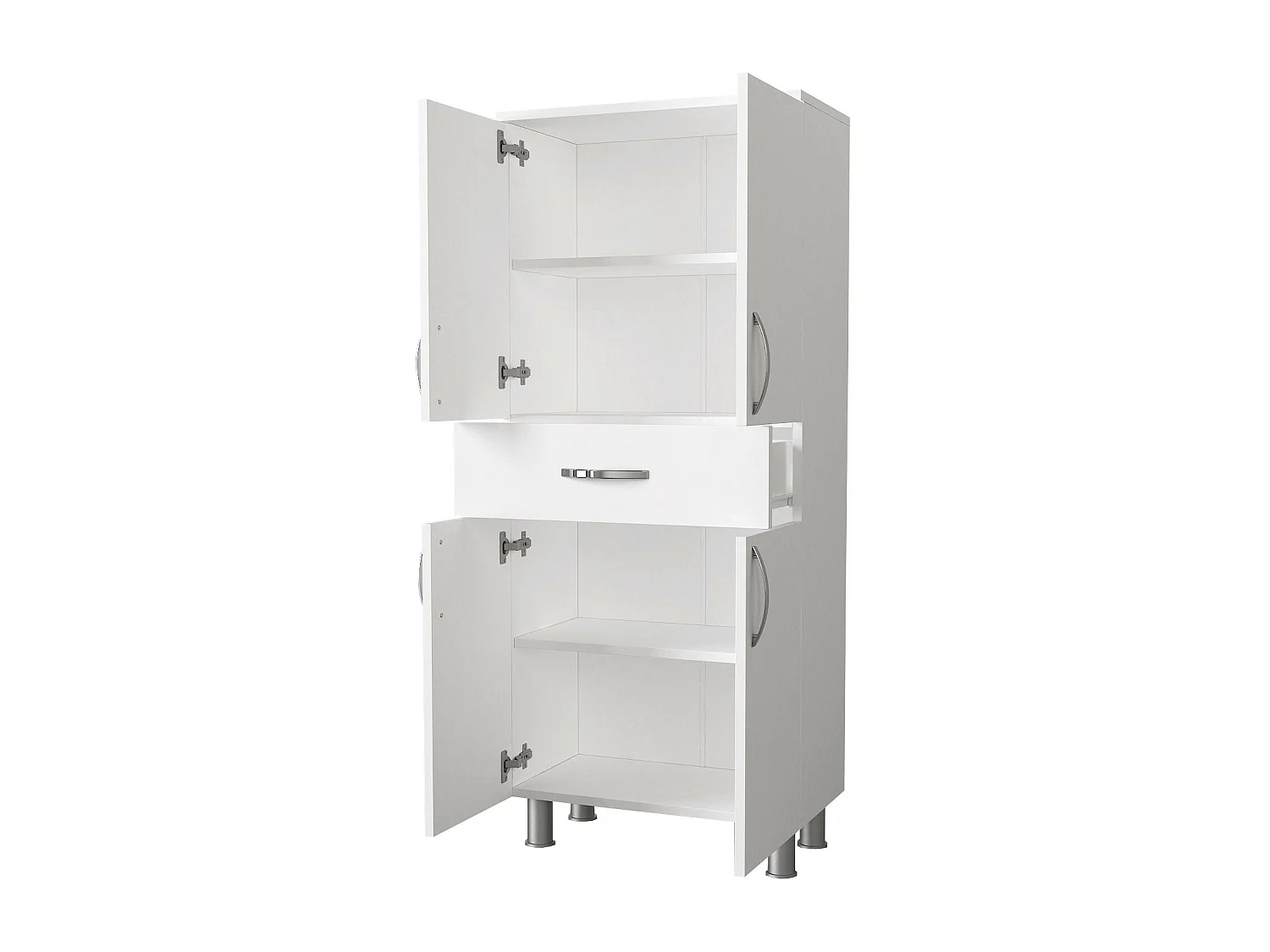 Armoire de salle de bain 4 portes 1 tiroir bois blanc 59.4cm