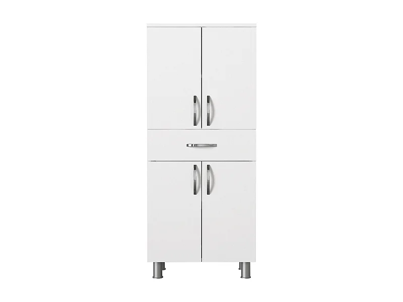 Armoire de salle de bain 4 portes 1 tiroir bois blanc 59.4cm