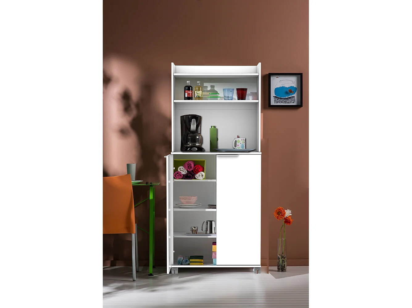 Armoire de rangement multifonctions blanche Lika 73cm