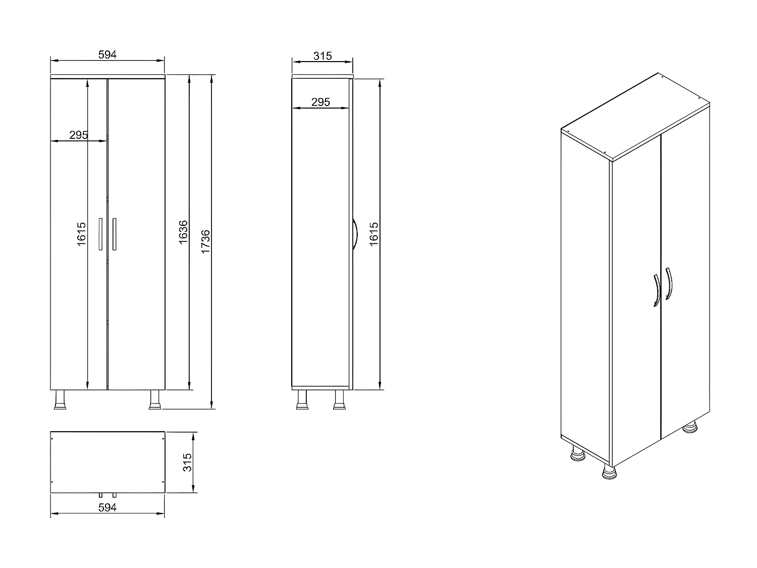 Estante de baño Kailua 674, Blanco, Colocada, Número de puertas: 2.00, 162x59x32cm