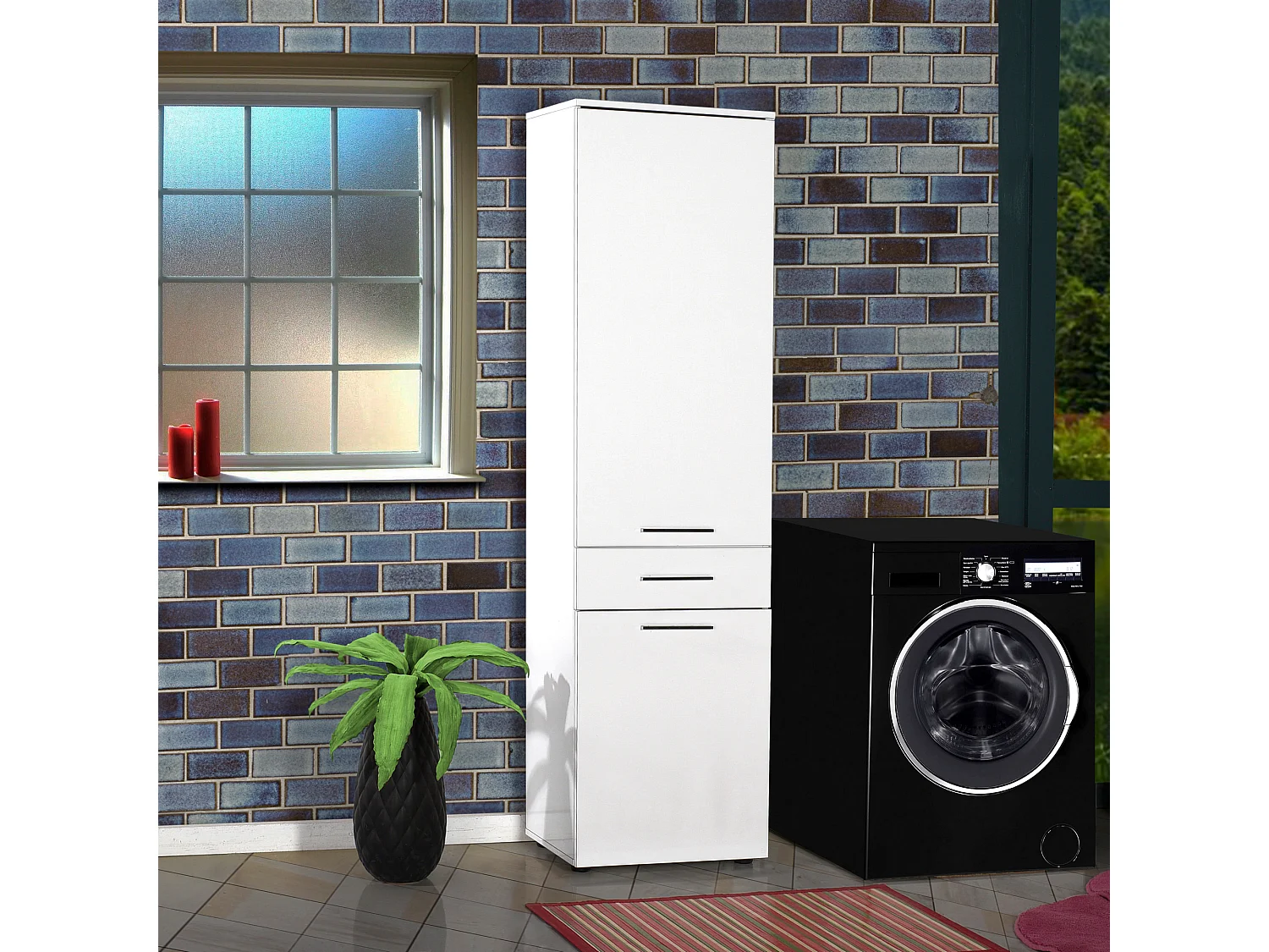 Colonne de rangement polyvalente blanche Lika 52cm