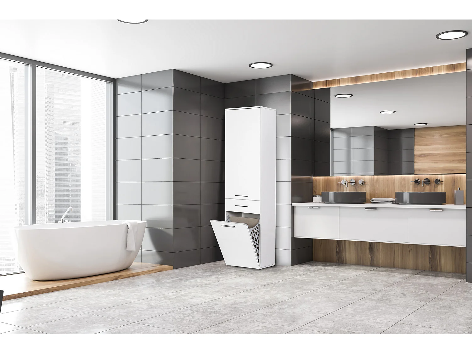 Colonne de rangement polyvalente blanche Lika 52cm