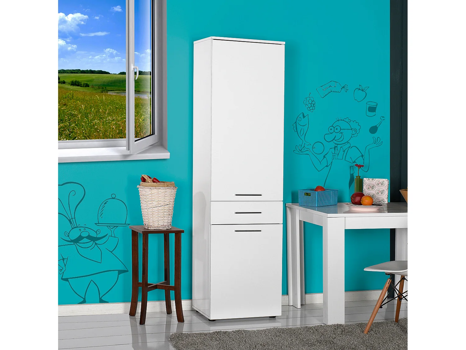 Colonne de rangement polyvalente blanche Lika 52cm