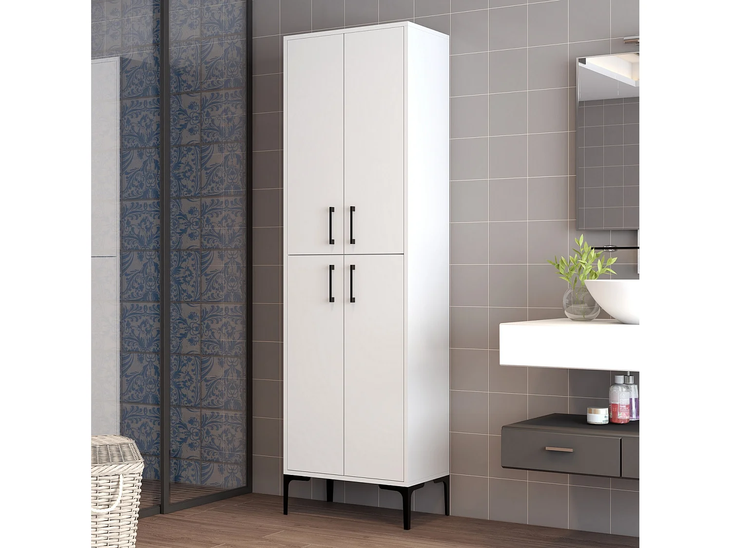 Armoire polyvalente blanche Kliko 60cm