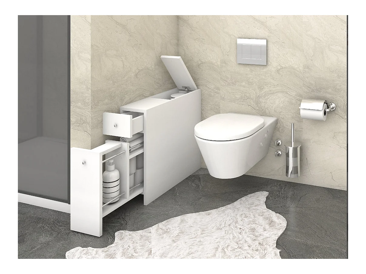 Petit rangement de toilette bois blanc Smarty