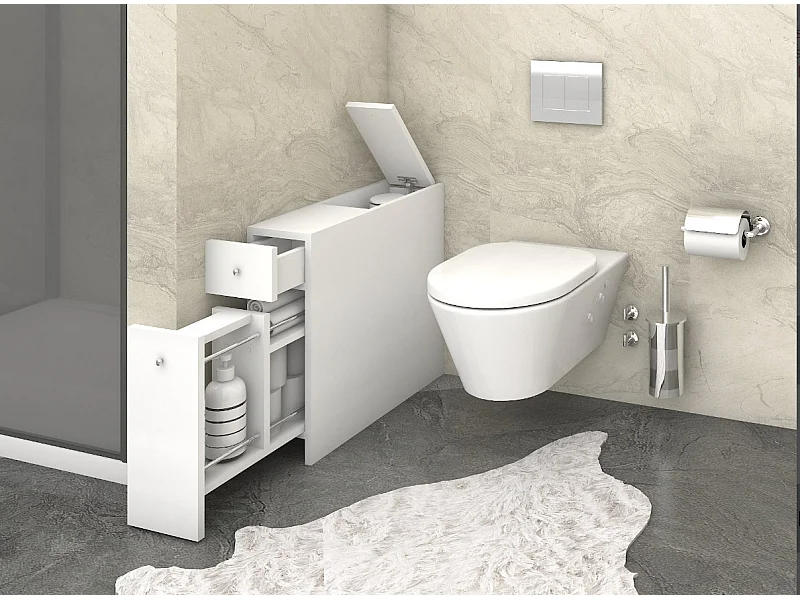 Petit rangement de toilette bois blanc Smarty