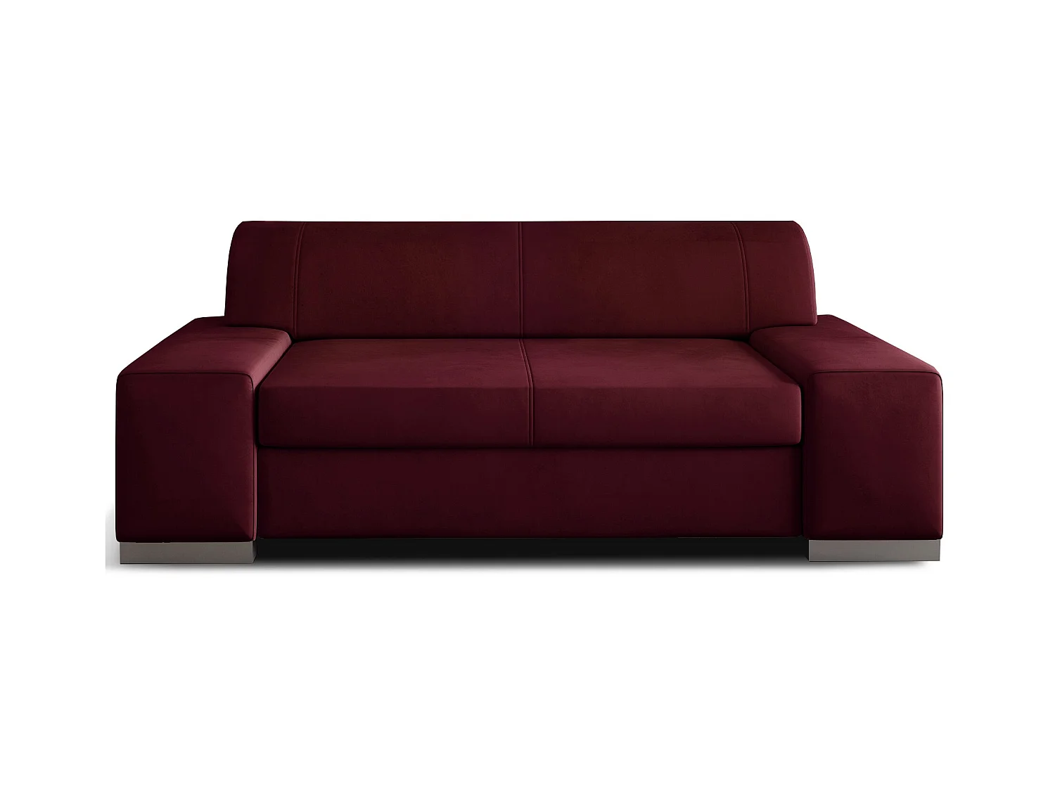 Canapé minimaliste 2-3 places velours bordeaux Plazo 190cm