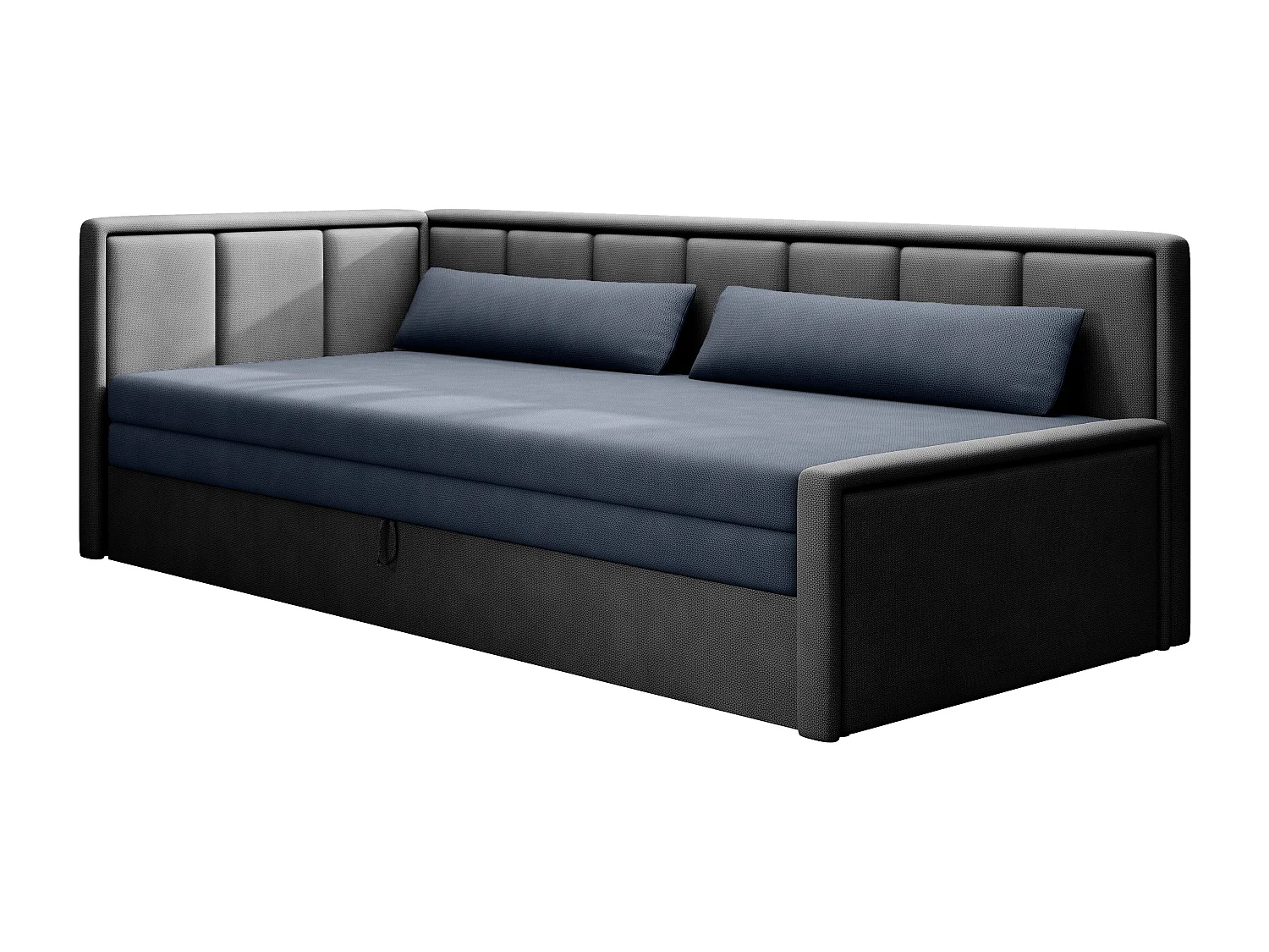 Canapé banquette convertible 3 places tissu doux Figo 214cm-Couleur Gris clair-angle gauche