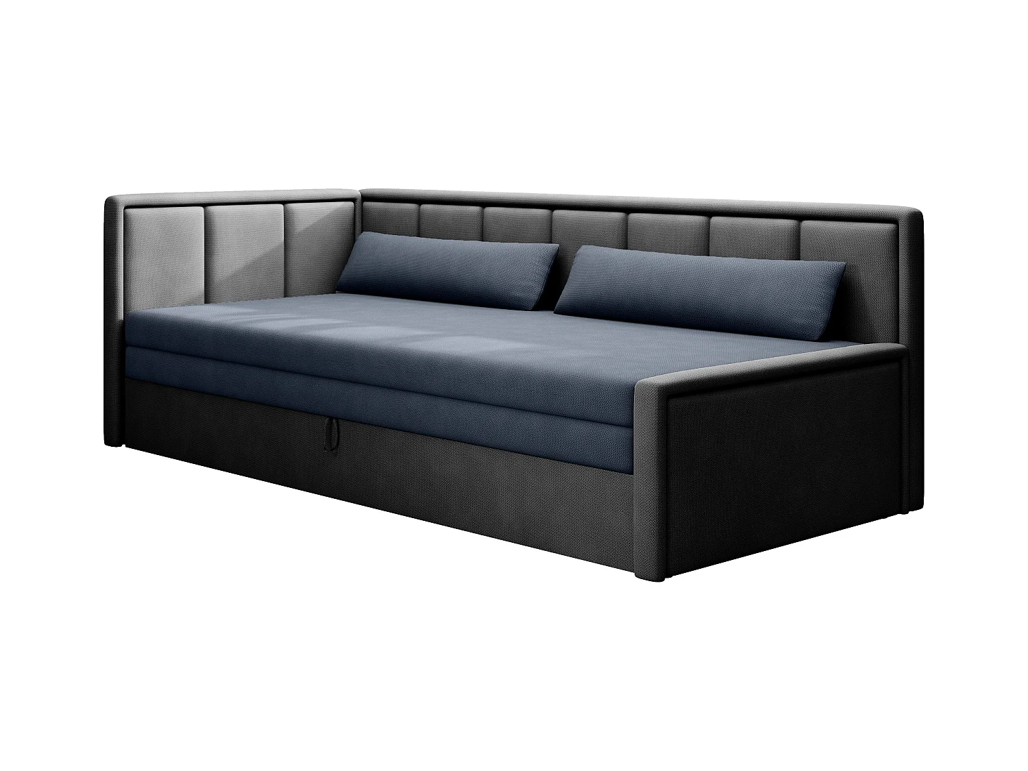 3-zits slaapbank in zachte stof Figo 214 cm-Kleur Lichtgrijs-linkerhoek