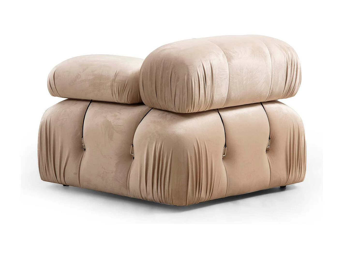 Canapé modulable 3 places velours Bubble-Couleur Beige clair
