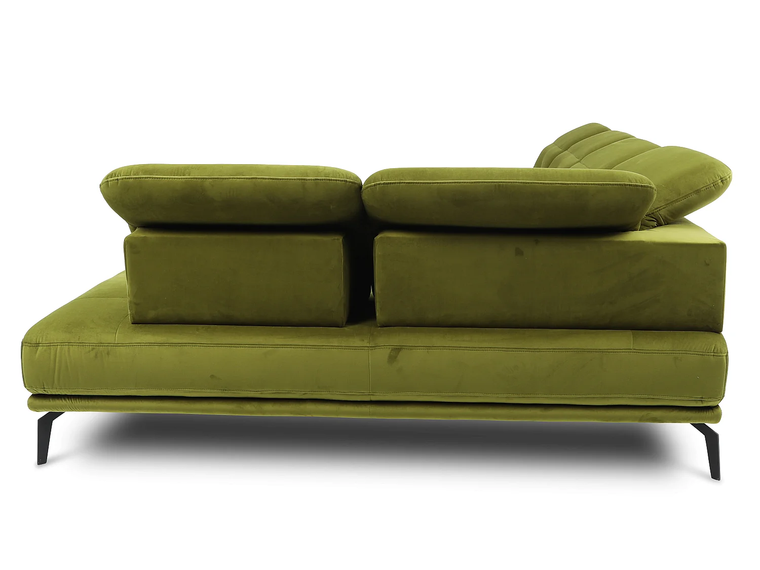 Canapé panoramique moderne simili cuir beige clair angle droit Versus 350cm