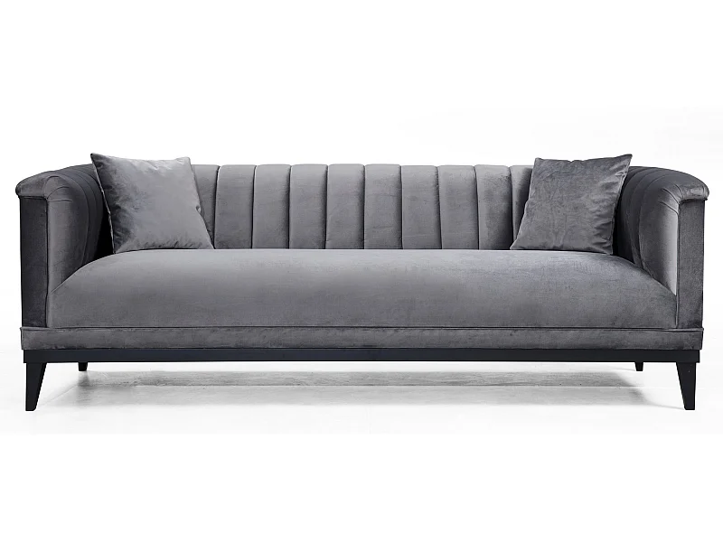 Canapé 3 places velours gris Robina 190cm