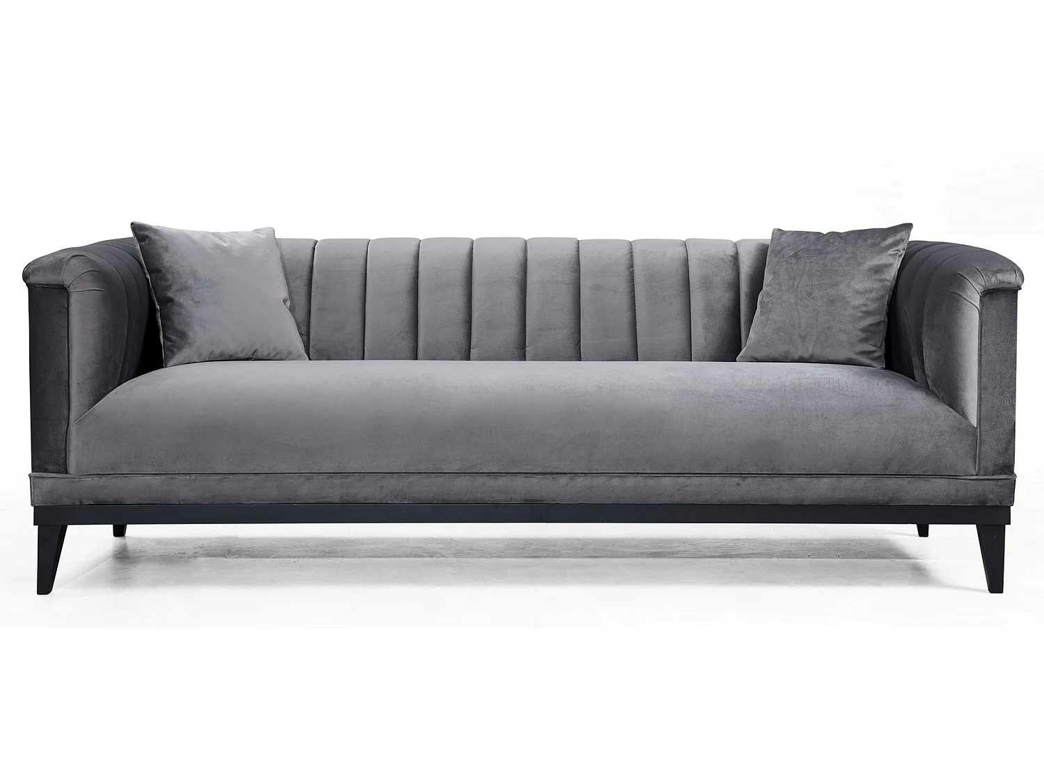 Canapé 3 places velours gris Robina 190cm