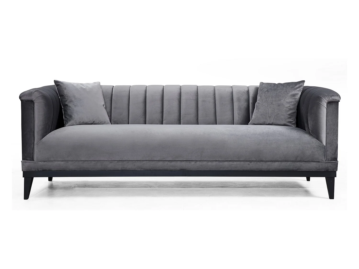 Canapé 3 places velours gris Robina 190cm