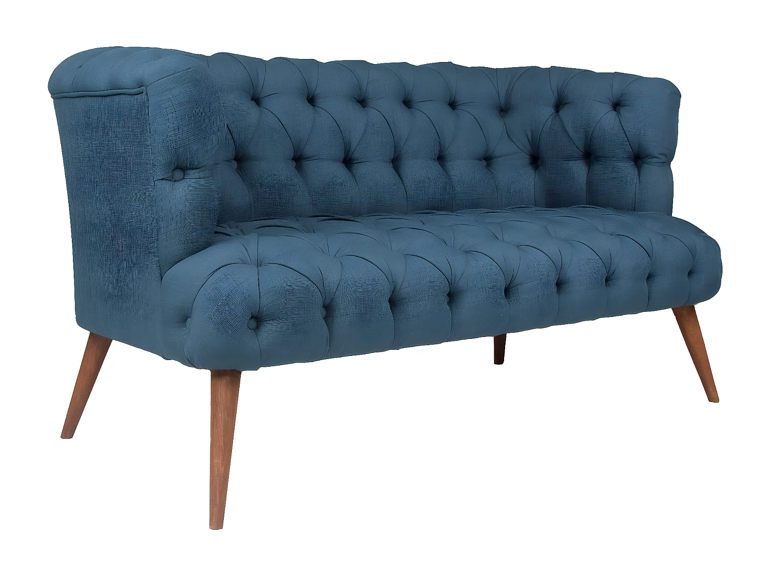 Sofá chesterfield Altadena 249, Azul, 140x75x76cm, Tapiz, Patas: Madera