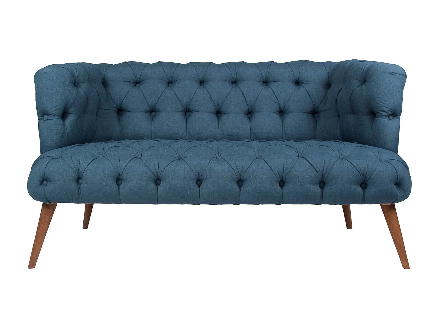 Canapé 2 places style Chesterfield tissu bleu nuit Wester 140cm