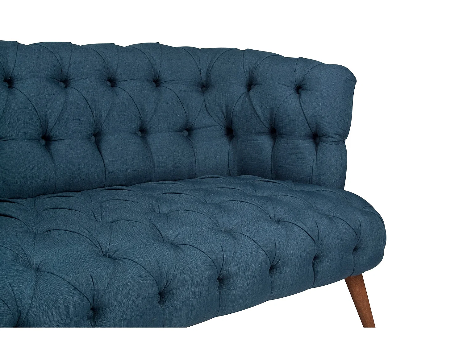 Canapé 2 places style Chesterfield tissu bleu nuit Wester 140cm