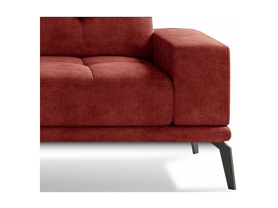 Canapé d'angle gauche 5 places tissu suédine rouge tomette Torpille 265cm