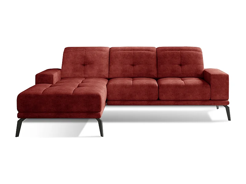 Canapé d'angle gauche 5 places tissu suédine rouge tomette Torpille 265cm
