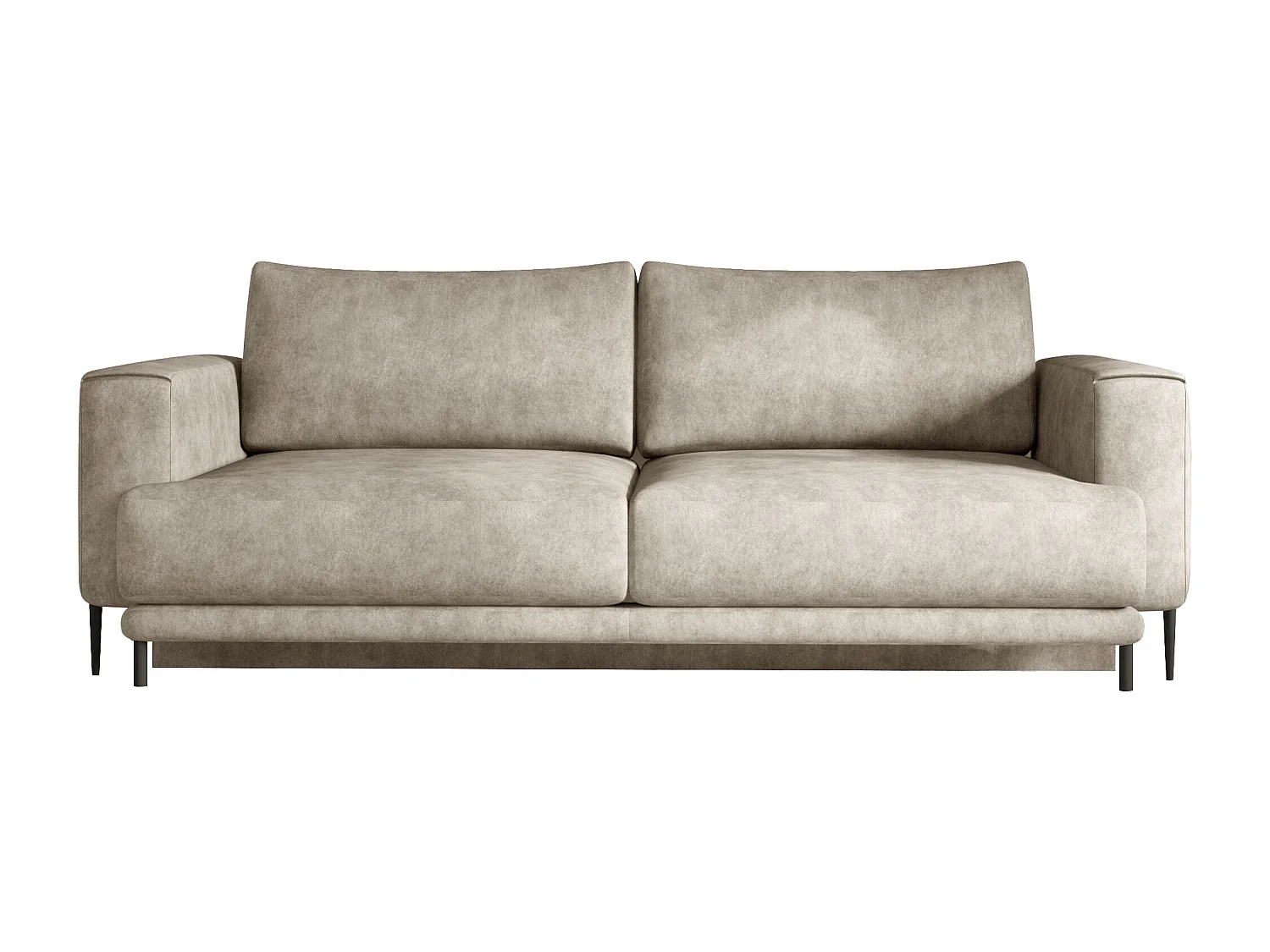 Canapé droit convertible 3 places tissu DAVINA 246cm - Coffre & pieds métal noir-Beige clair vintage