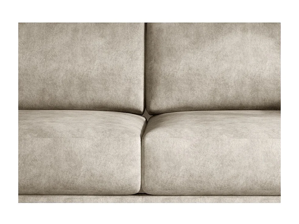 Canapé droit convertible 3 places tissu DAVINA 246cm - Coffre & pieds métal noir-Beige clair vintage