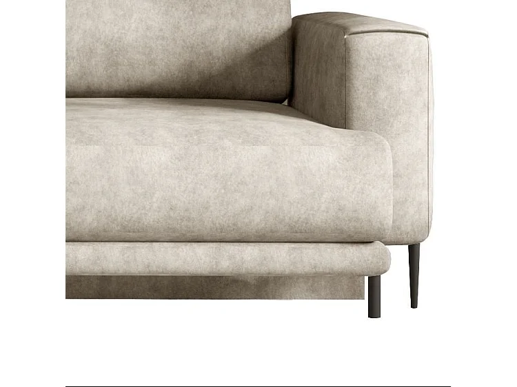 Canapé droit convertible 3 places tissu DAVINA 246cm - Coffre & pieds métal noir-Beige clair vintage