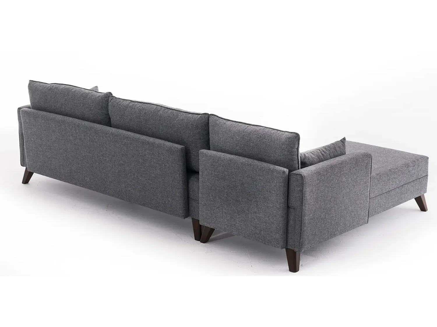 Canapé d'angle gauche 5 places tissu gris Kandy 275cm