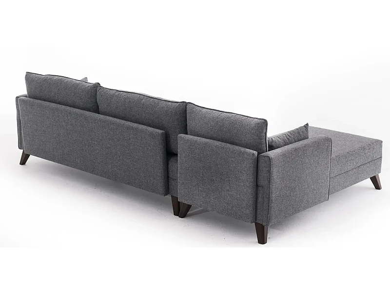 Canapé d'angle gauche 5 places tissu gris Kandy 275cm