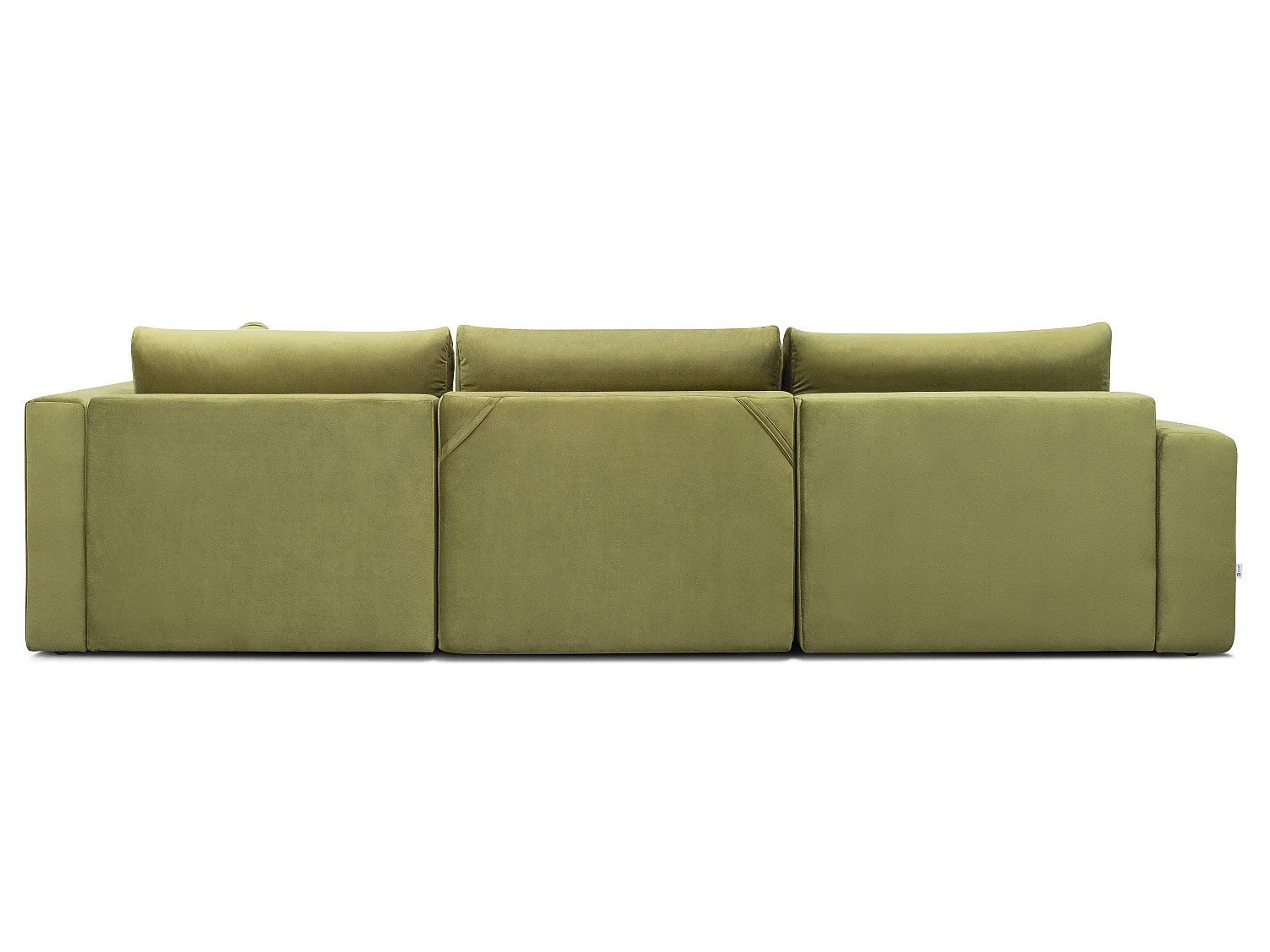 Canapé d'angle panoramique convertible 6 places en tissu capitonné vert